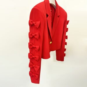 Light Luxury Heavy Industry Bow Special-interest Design Slim Short Coat