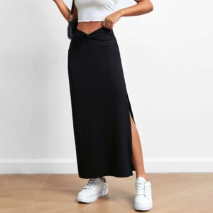 Women's Simple And Fashionable Design Sense Skirt Autumn And Winter High-waisted Draped Split Long Skirt
