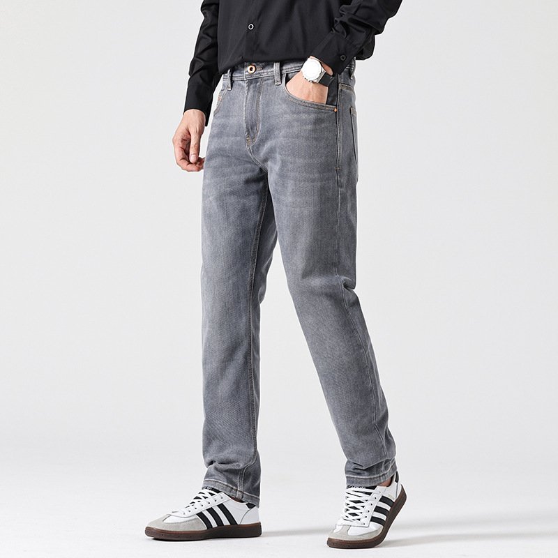 Classic Light Luxury Fit Slimming Retro Jeans Gray - Image 3