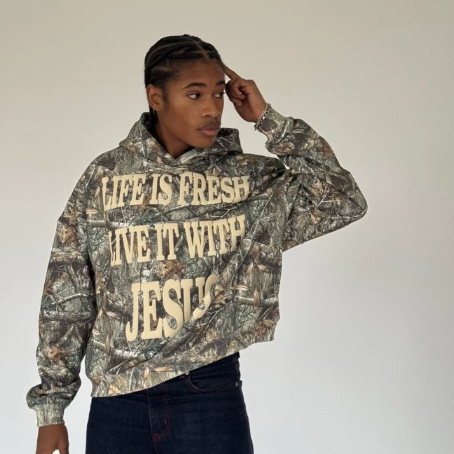 Men's Hooded Printed Slim Fit Double Hood Sweatshirt