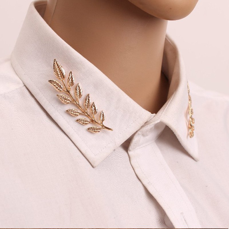 Elegance Leaf Shaped Brooch Personality Shirt Collar Pin Suit Collar Buckle Corsage - Image 8