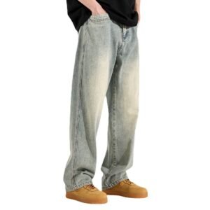 Yellow Mud Dyed Straight Jeans For Men