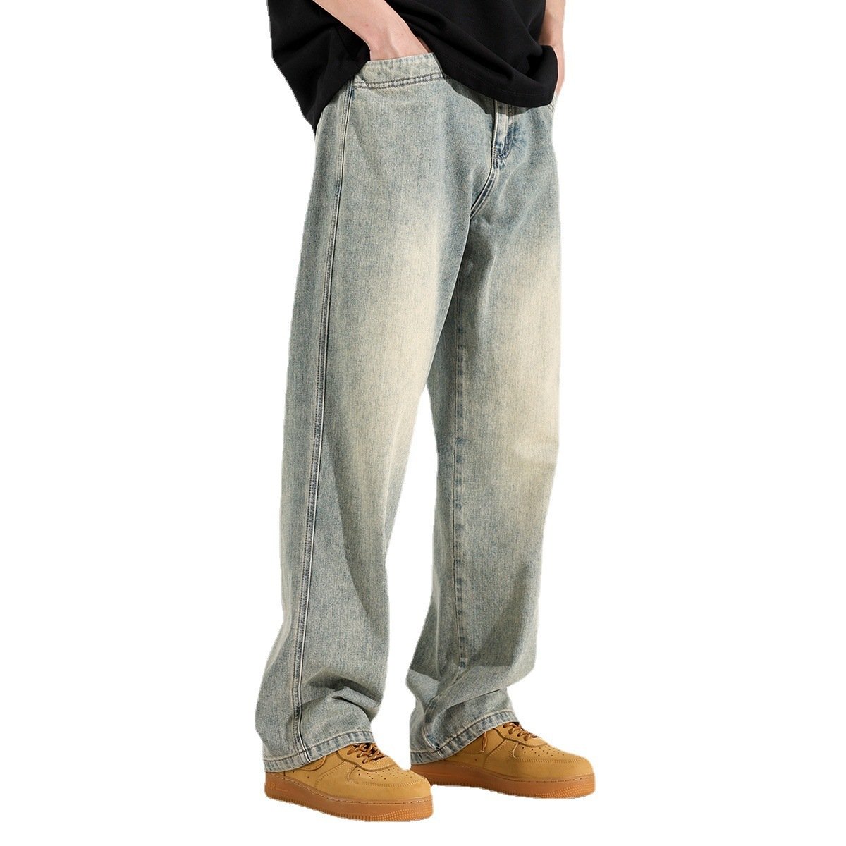 Yellow Mud Dyed Straight Jeans For Men - Image 5