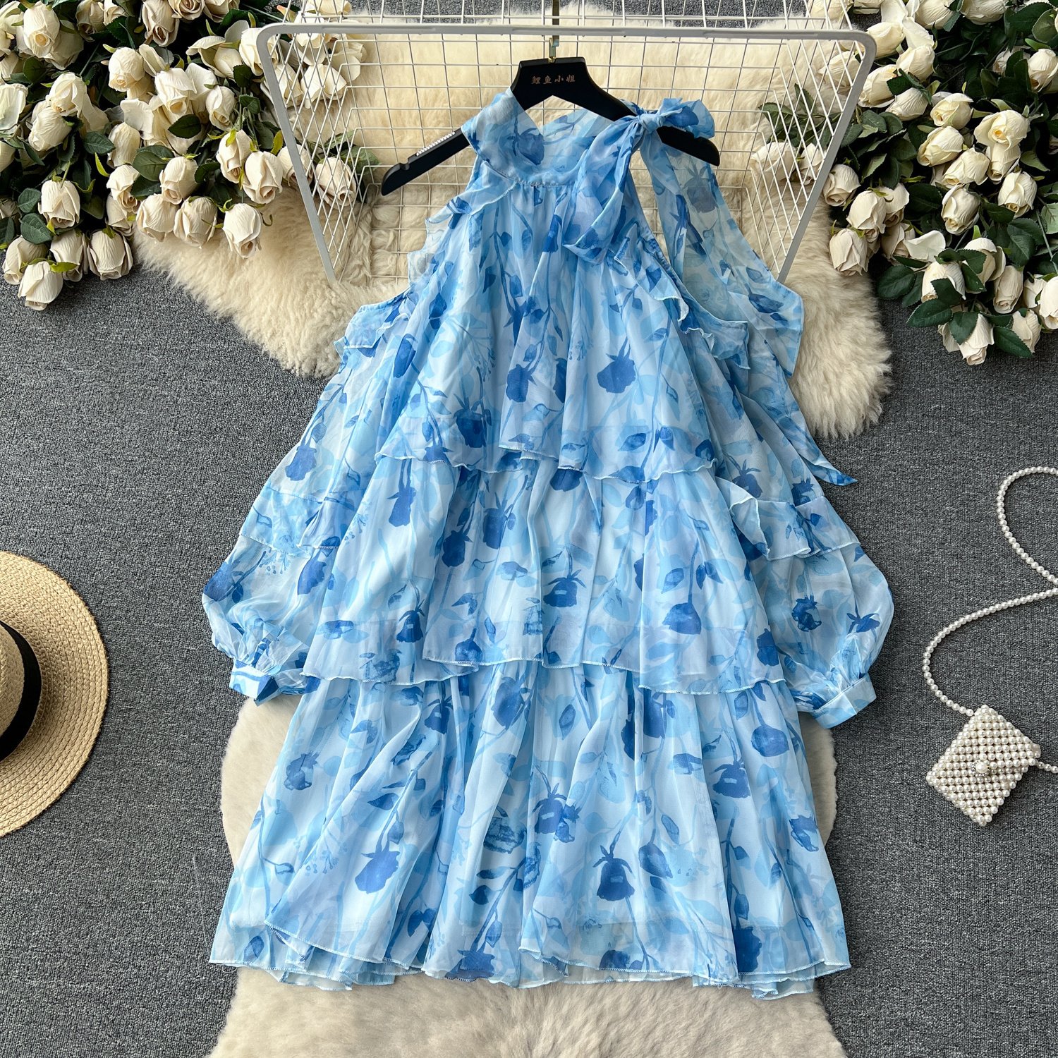 Rare Vacation-style Floral Chiffon Dress - Image 4