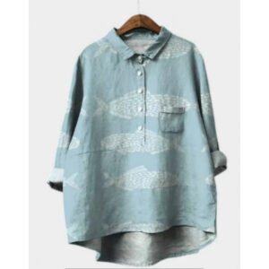 Women's Summer Loose Casual Graffiti Printing Long Sleeve Shirt