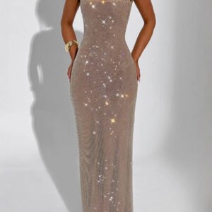 Sexy Double-shoulder Strap Sequins Net Drill Suspenders Dress