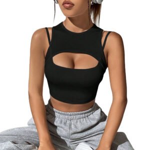 Slim-fit Polyester Sleeveless Tank Top