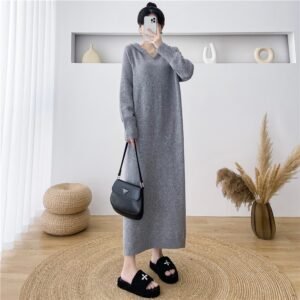 Womens Long Knitted Base Dress For FallWinterNew Style To Pair With Coats