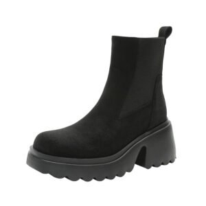 Lightweight Thick Bottom 7cm High Heel Suede Stretch Boots