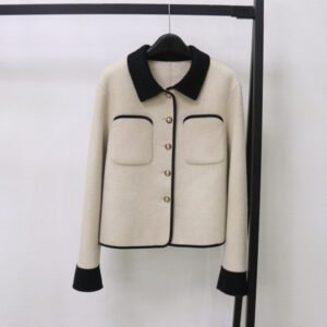 Korean-style Wool Coat With Color-blocking Casual Woolen Top