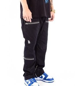 LABT Retro Multi-pocket Stitching Black Micro-flared Trousers High Street Lovers Four Seasons Country Trend Casual Pants