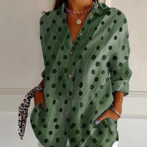 Striped Long-sleeved Shirt Women's Rainbow Cardigan Contrast Color Coat Lapel