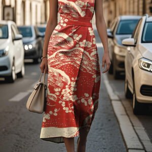 Elegant Sleeveless Floral Dress For Women