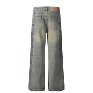 High-grade Design Washed Old Men's Loose Slightly Flared Jeans