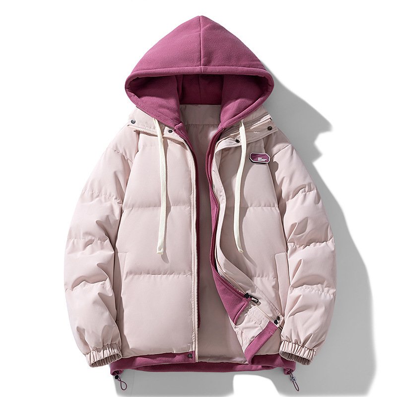 Fake Two-piece Cotton-padded Coat Thickened Hooded Warm Jacket - Image 3