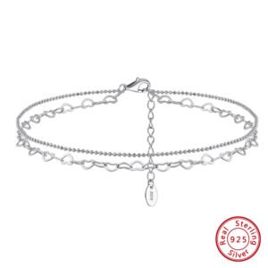 Yunlian Jewelry S925 Sterling Silver Simple Double-layer Silver Necklace Anklet