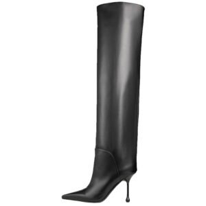 Pointed-toe Stiletto Slip-on Below The Knee Plus Size Straight Women's Boots