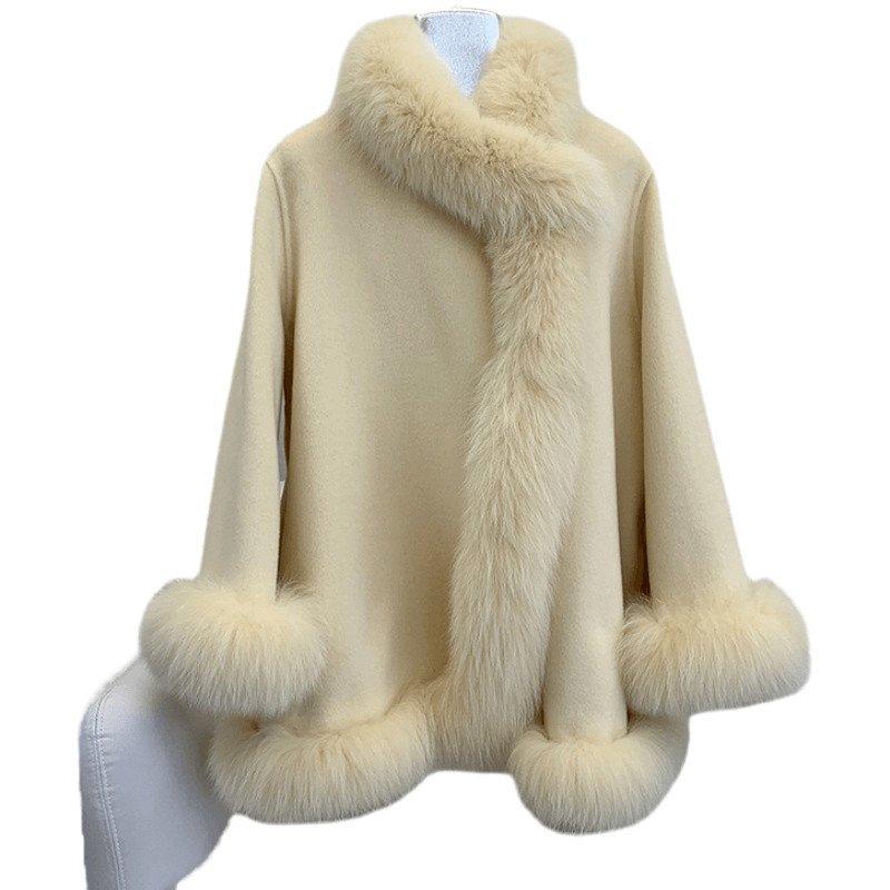 Socialite Cloak Fur Jacket Women's Reversible Woolen Coat Mid-length Young - Image 5