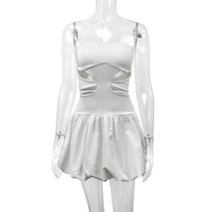 Hollow-out Off-the-shoulder Sleeveless Bodycon Tube Mini Dress