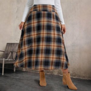 European And American Women's Clothing Flannel Plaid Skirt