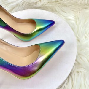 New Colorful Sheepskin High Heels Women's 12CM Pointed Stiletto Heel