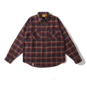 Mens Retro Plaid Shirt With Long Sleeves And A Loose Fit Coat