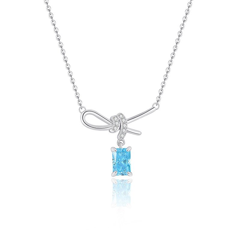 Womens Ice Flower Cube Sugar Bow Necklace - Image 5