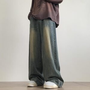 Straight Jeans Men's Summer Ruan Handsome Wide Leg Casual Long Pants
