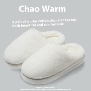 Fleece-lined Thermal Home Wear Non-slip Soft Bottom Solid Color Confinement Shoes Cotton Slippers