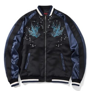 Heavy Duty Embroidered Mighty Tiger Descending Design Mens Casual Baseball Jacket