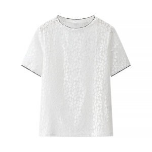 Artistic Lace Cool And Breathable Versatile Round-neck Top