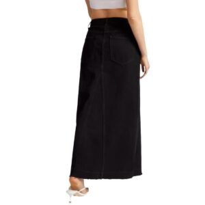 Retro Slim-fit Denim Maxi Skirt For Women