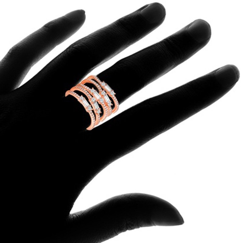 Micro-pave Diamond-studded, Color-block Zircon Cross Ring - Image 3