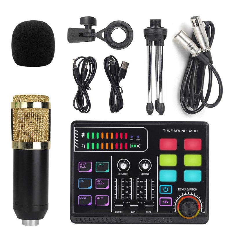 48v Large Shock Film English Sound Card Mobile Live Streaming Anchor Full Set Of Equipment - Image 2