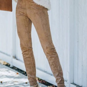 Women's European American Simple Versatile Faux Fur Cropped Trousers