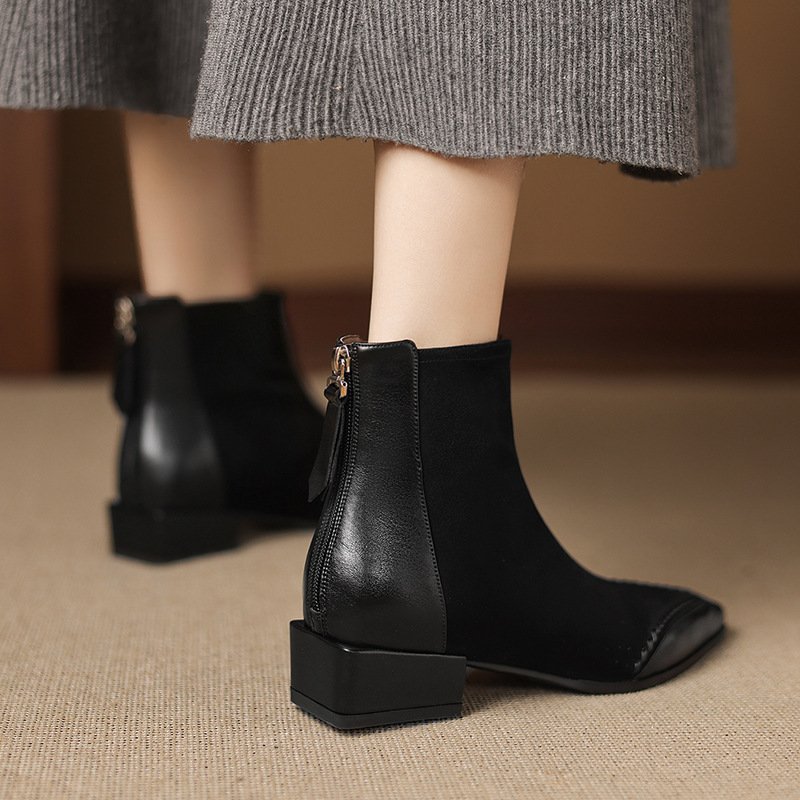 Pointed-toe Square-heeled Ankle Boots For Women - Image 3