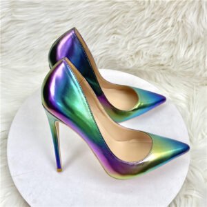 New Colorful Sheepskin High Heels Women's 12CM Pointed Stiletto Heel