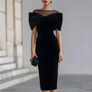 Commuter Womens Off-shoulder Halter Formal Dress In Gold Velvet