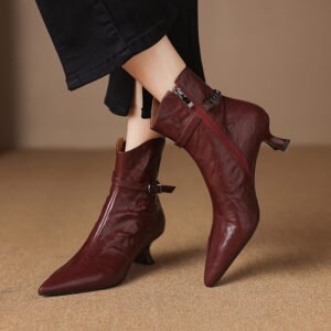 Womens French-style Pointed-toe Stiletto Ankle Boots
