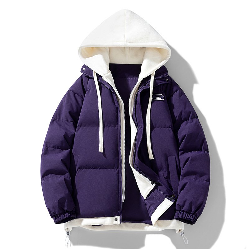 Fake Two-piece Cotton-padded Coat Thickened Hooded Warm Jacket - Image 6
