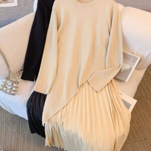 Irregular Patchwork Fake Two-Piece Dress For Women FallWinter