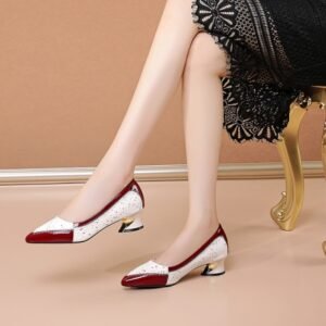 Women's High-end Fashionable Genuine Leather Chunky Heel Shoes