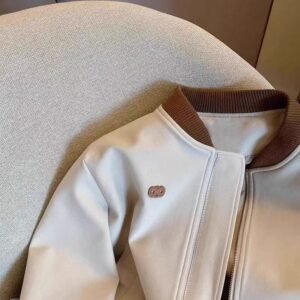 Contrast-color Casual Cropped Jacket For Petite Figuresversatile And Easy To Style