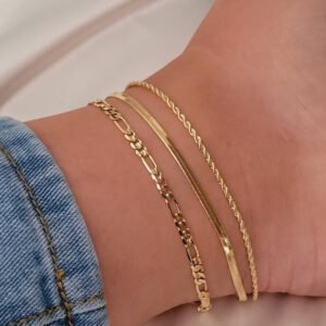 Bohemian-style Flat Snake Chain And Braided Chain Beach Multi-layer Anklet