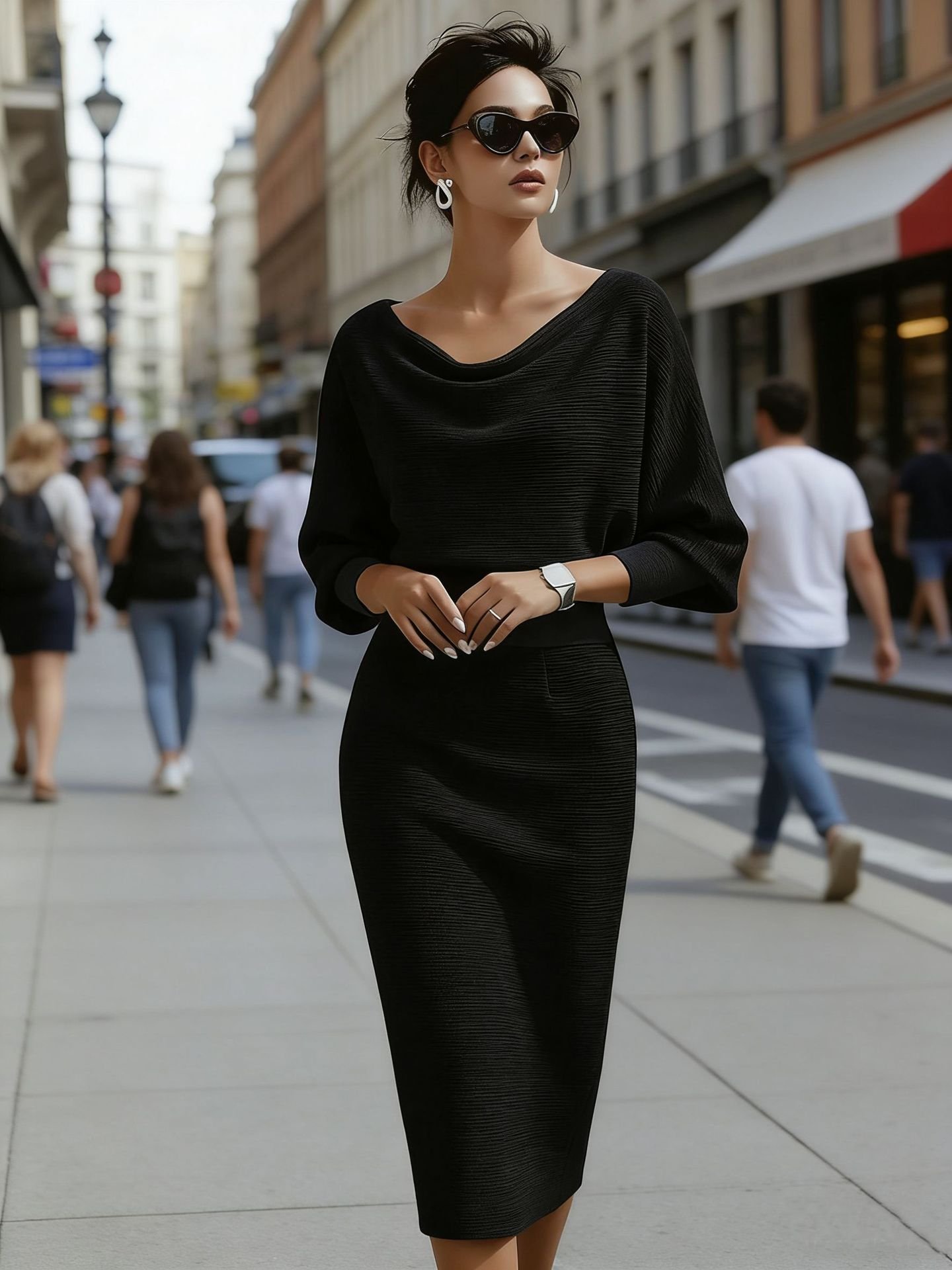 Womens Solid-Color Body-Con Plus-Size Dress With A Sophisticated Look - Image 8