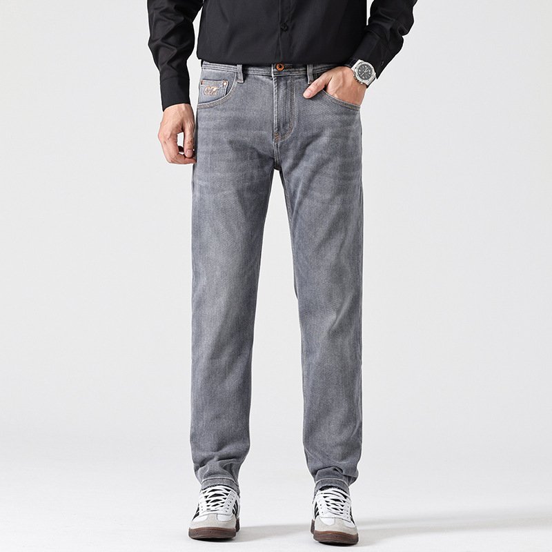 Classic Light Luxury Fit Slimming Retro Jeans Gray
