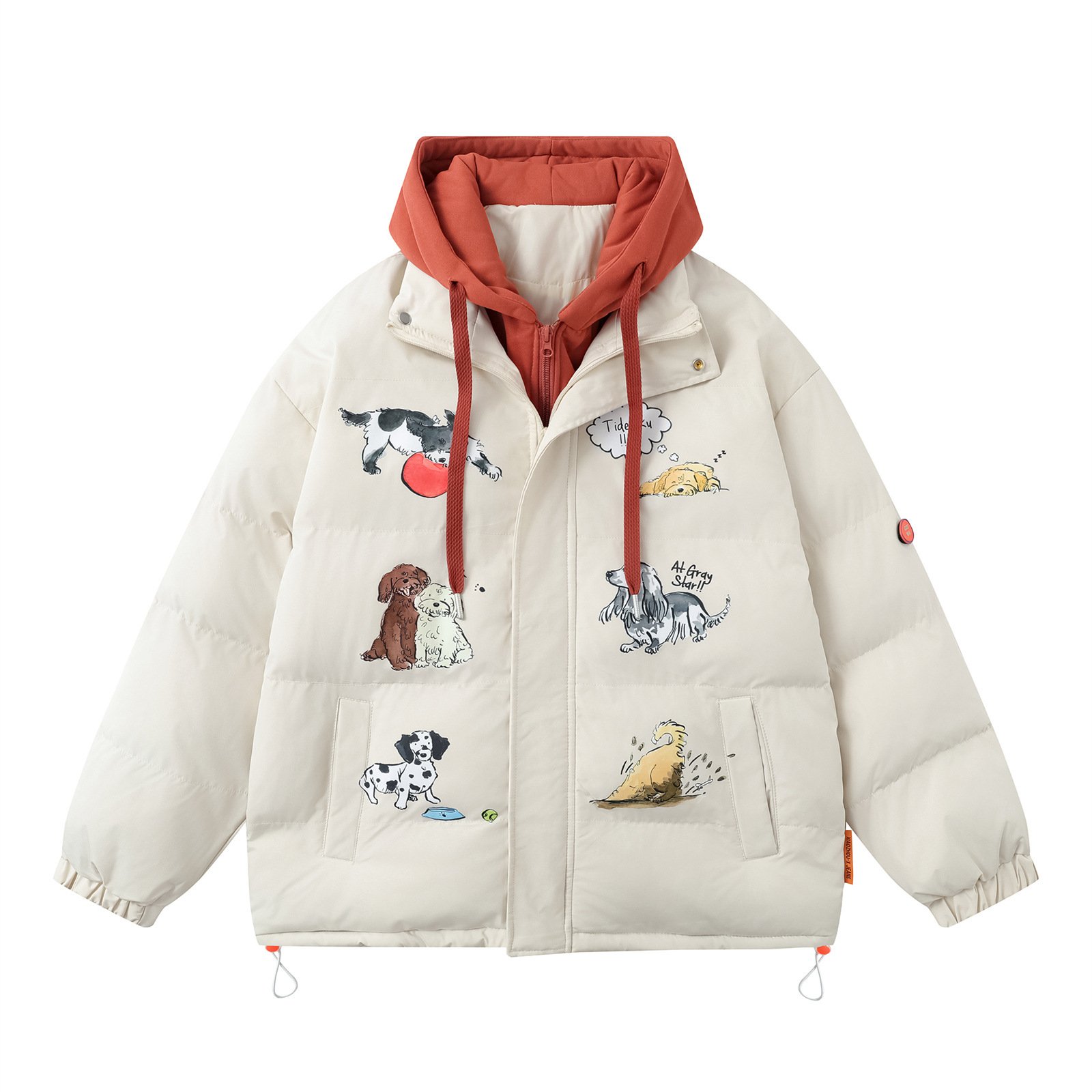 Puppy Fake Two-piece Hooded Cotton Jacket Men's And Women's Cotton-padded Clothes - Image 6