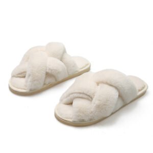 Open Toe Fluffy Slippers Women's Artificial Fur Couple Plush