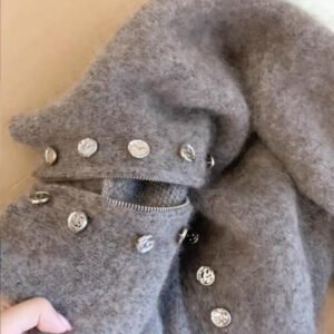 Thickened Lazy Zipper Collar Sweater Coat For Women