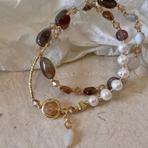 Pearl Double Layer Crystal Bracelet For Women